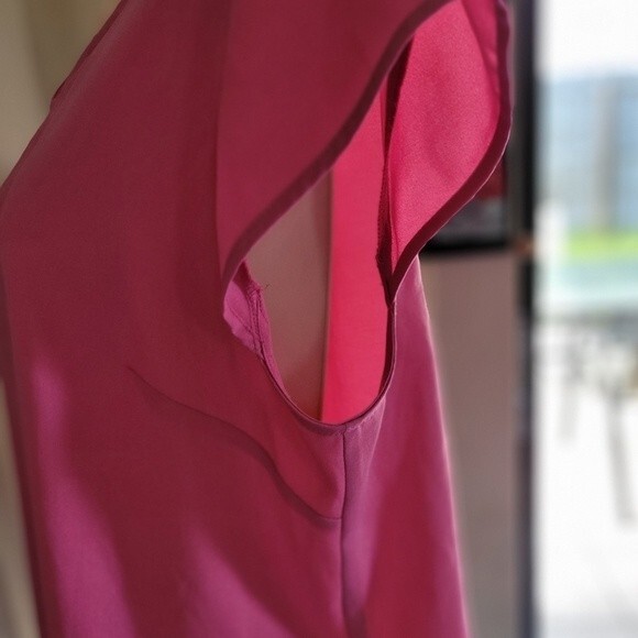 Alex Marie Pink Business Casual Short Sleeve Boat Neck Blouse Large - Picture 3 of 4